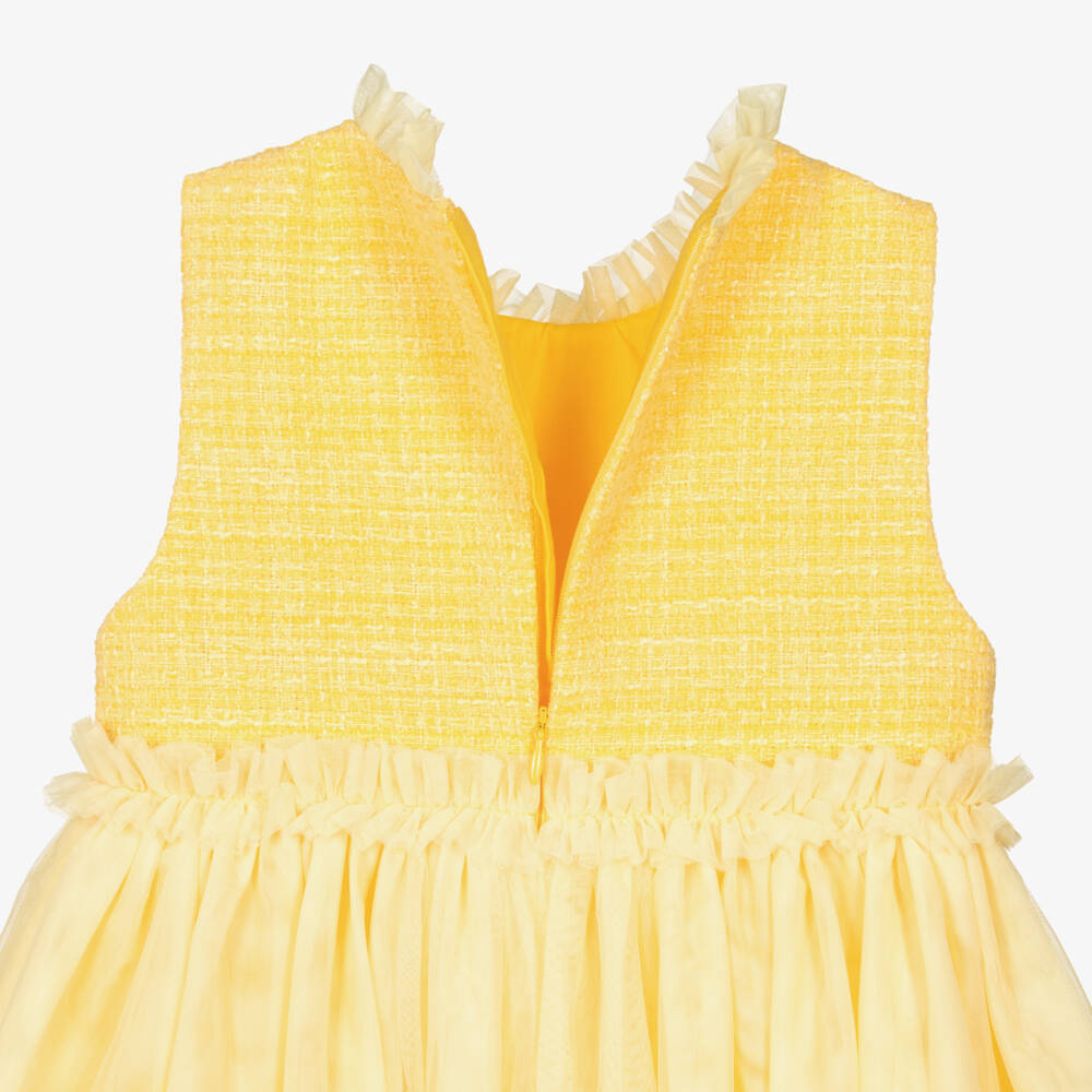 Angel's Face-Girls Yellow Tweed & Tulle Dress | Childrensalon
