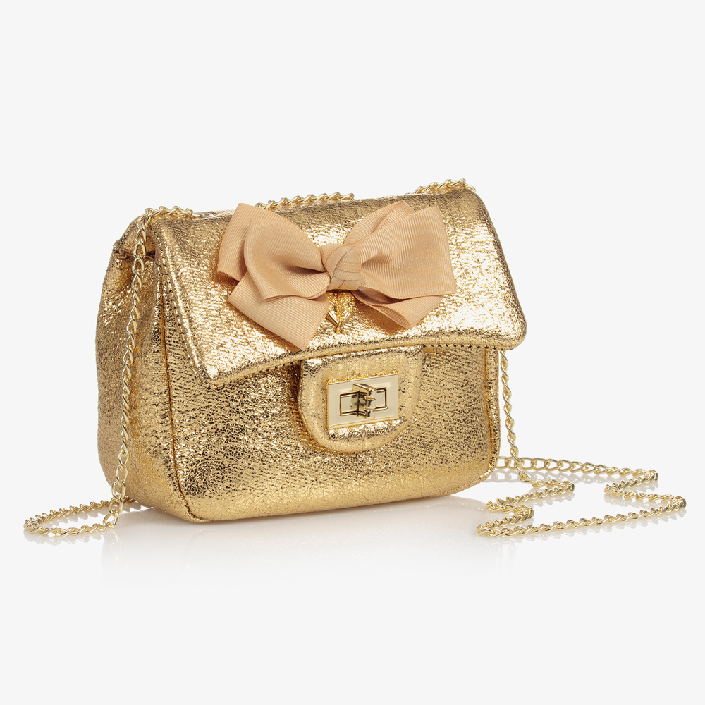 Angel's Face-Gold Bow Handbag (17cm) | Childrensalon