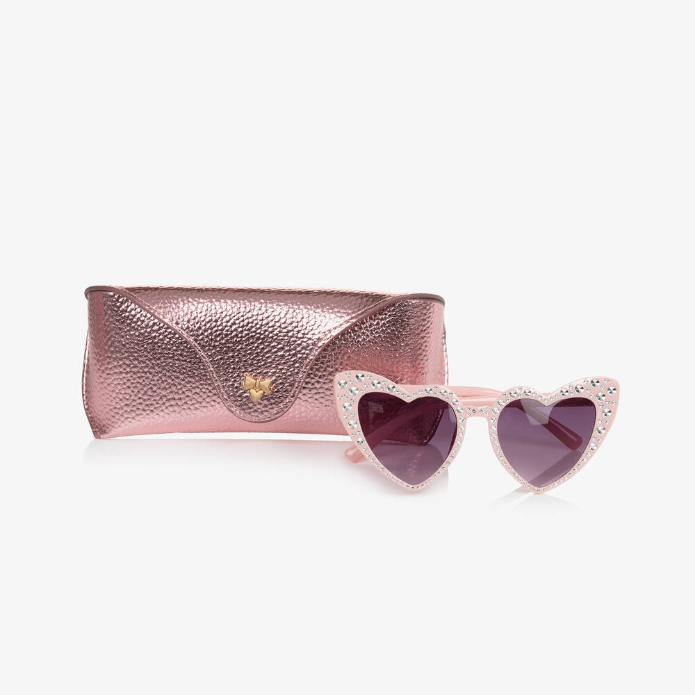 Angel's Face-Pink Heart Diamanté Sunglasses (UV400) | Childrensalon