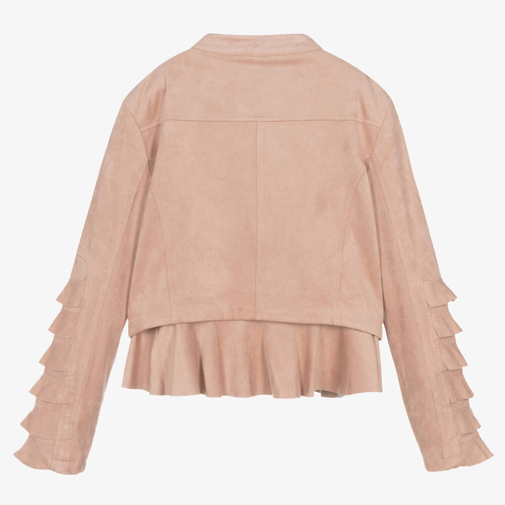 Angel's Face-Teen Girls Pink Faux Suede Biker Jacket | Childrensalon