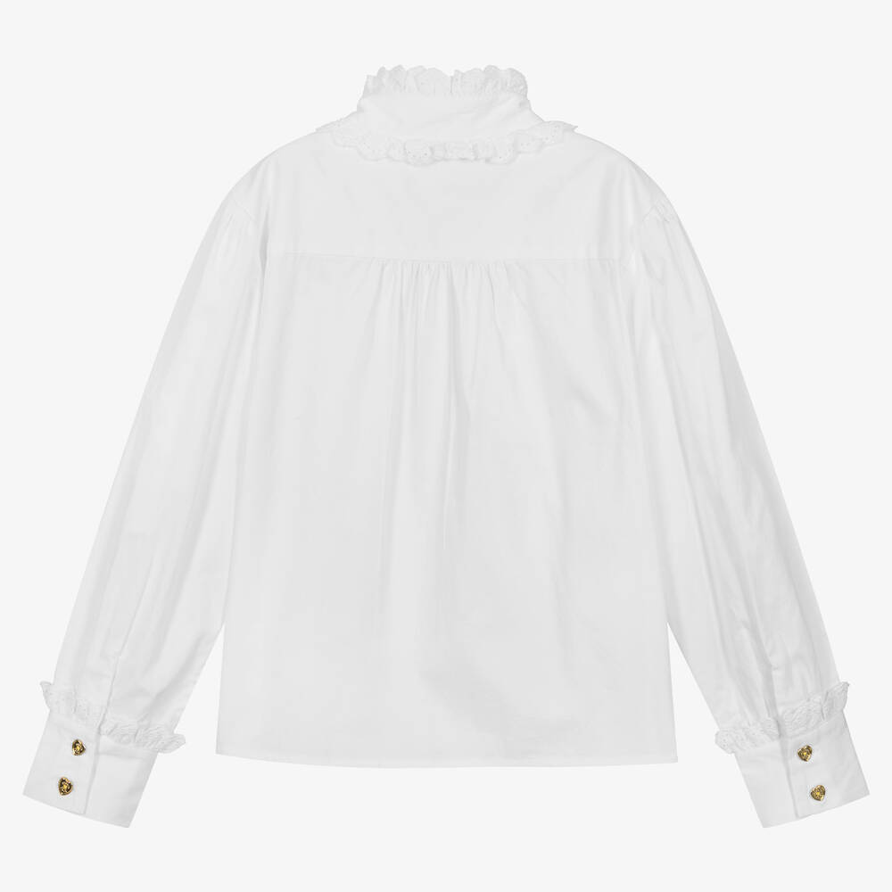 Angel's Face-Teen Girls White Cotton Ruffle Blouse | Childrensalon
