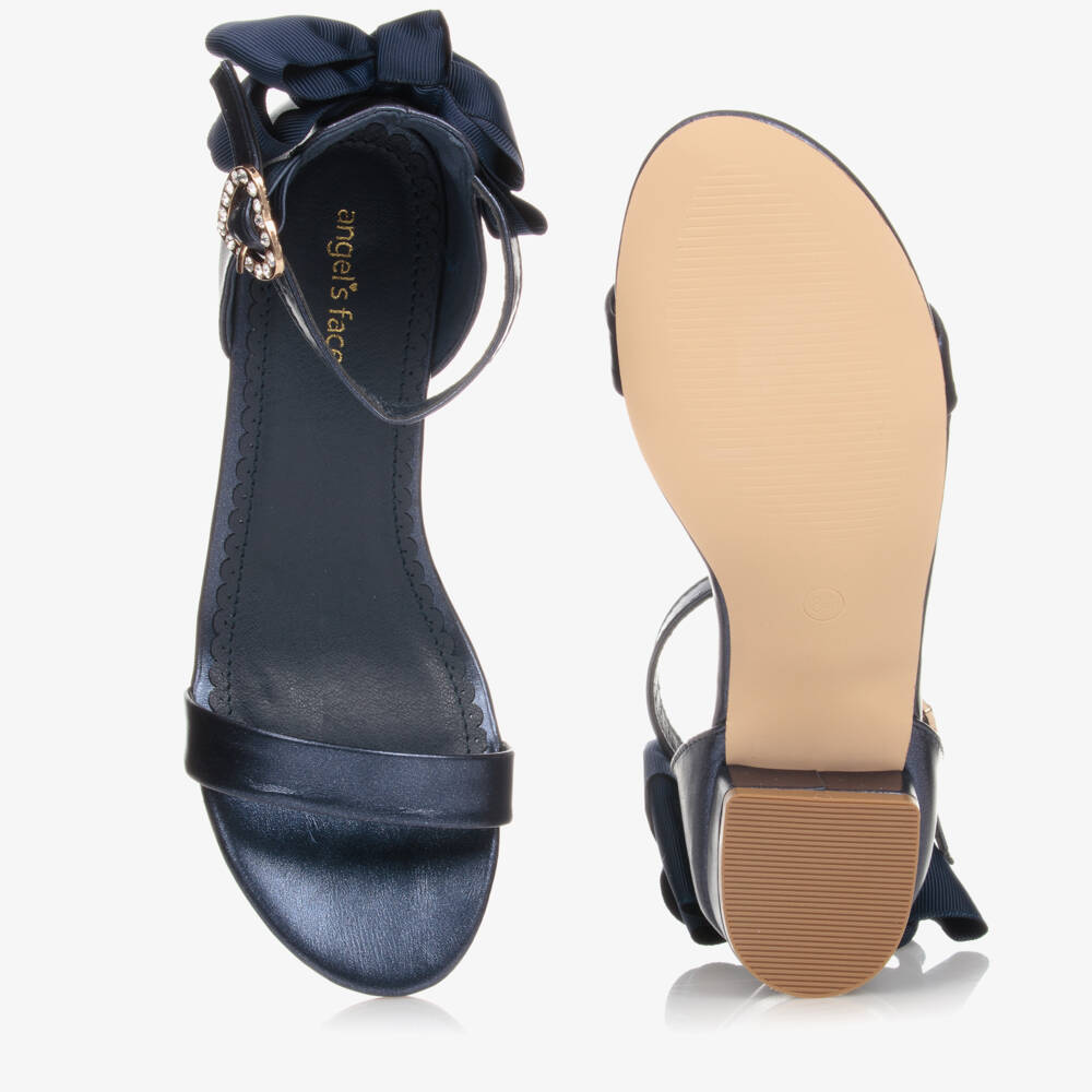 Angel's Face-Teen Navy Blue Bow Sandals | Childrensalon