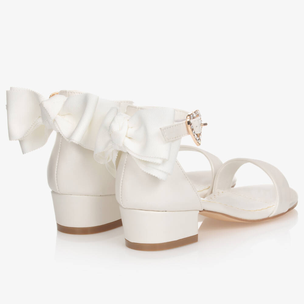 Angel's Face-White Bow Heel Sandals | Childrensalon