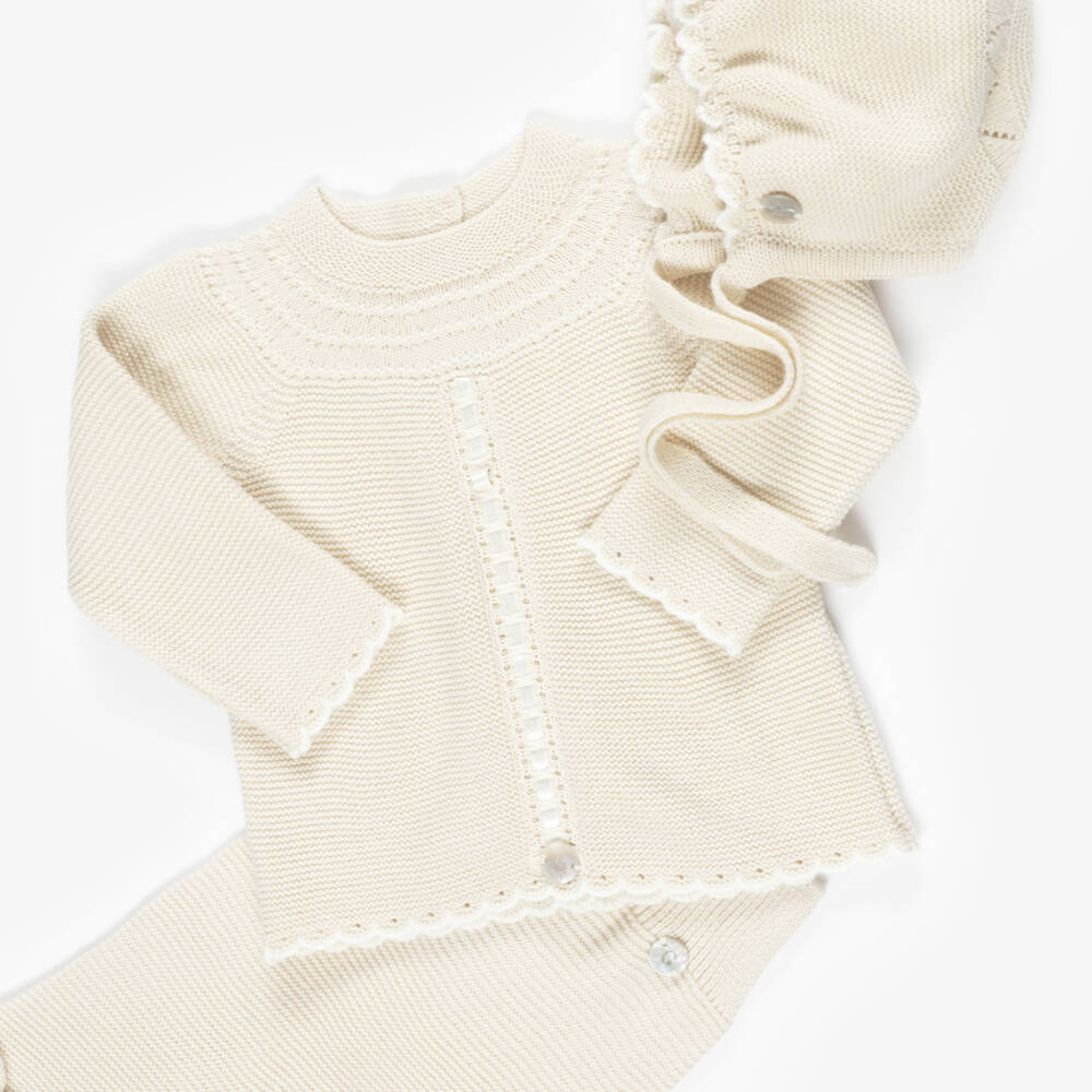 Artesanía Granlei-2 Piece Knitted Babygrow & Bonnet Set | Childrensalon