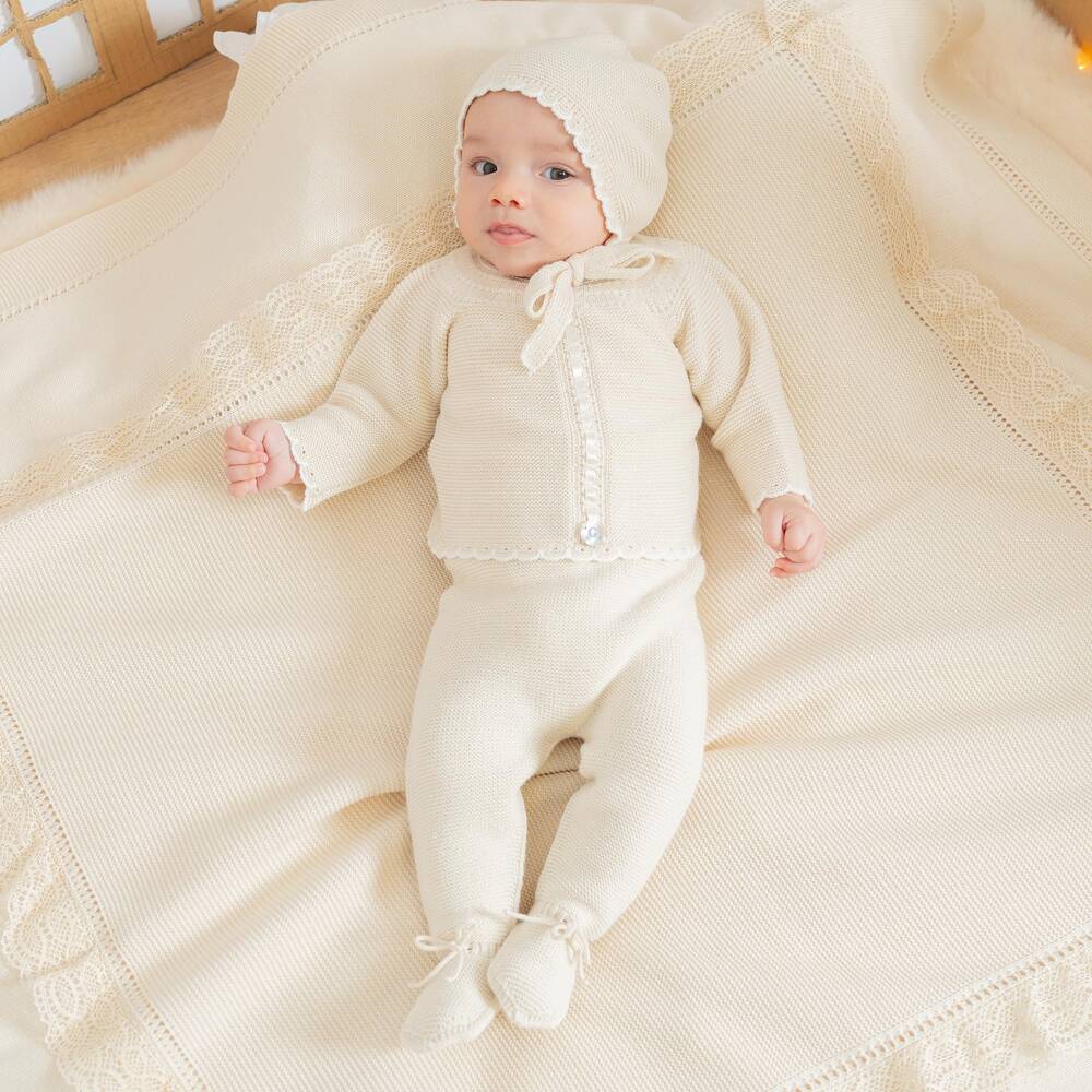 Artesanía Granlei-2 Piece Knitted Babygrow & Bonnet Set | Childrensalon