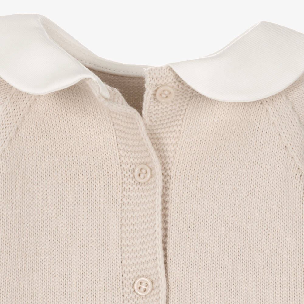 Artesanía Granlei-Baby Boys Beige Knitted Trouser Set with Three Bears | Childrensalon
