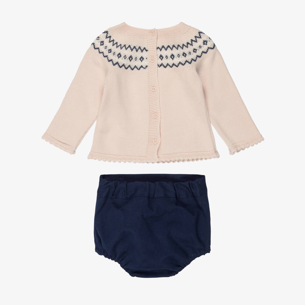Artesanía Granlei-Baby Boys Beige & Navy Blue Shorts Set | Childrensalon