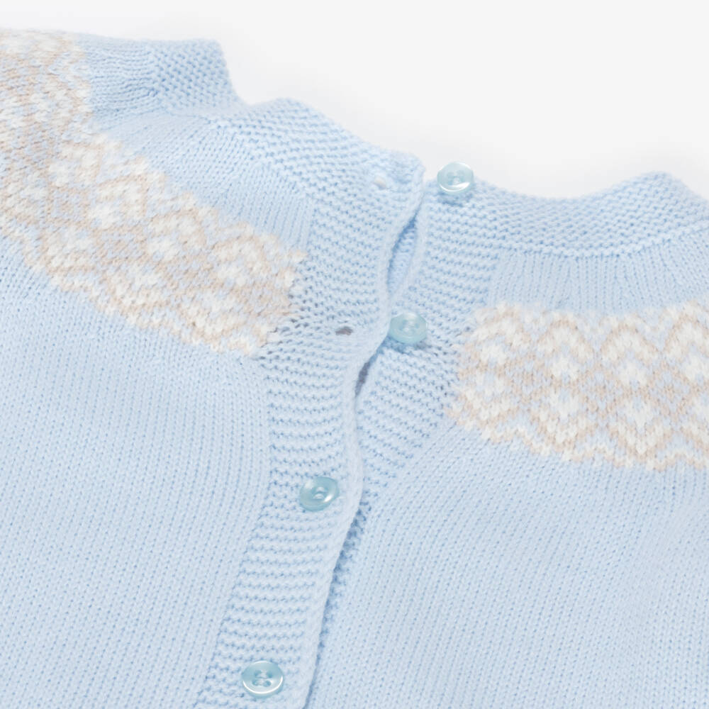 Artesanía Granlei-Baby Boys Blue Fair Isle Knitted Trouser Set | Childrensalon