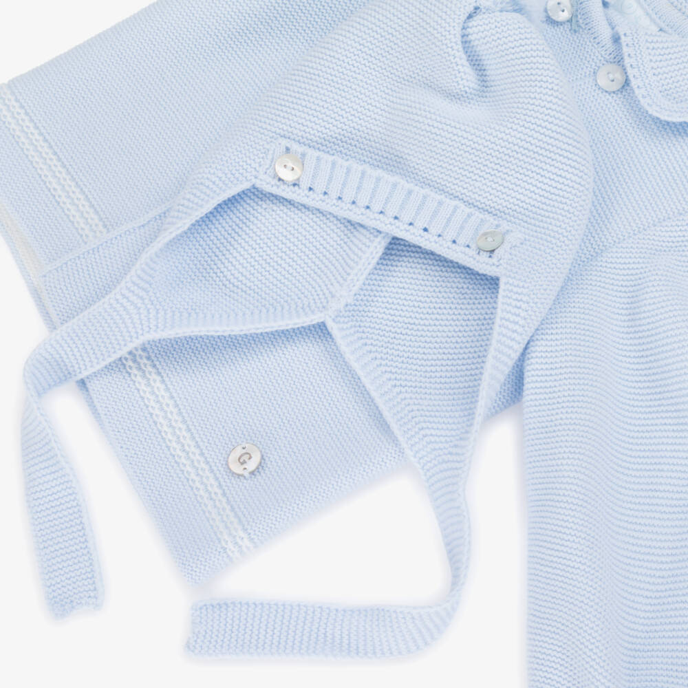 Artesanía Granlei-طقم جاكيت وقبعة محبوك لون أزرق للأولاد الرضع | Childrensalon