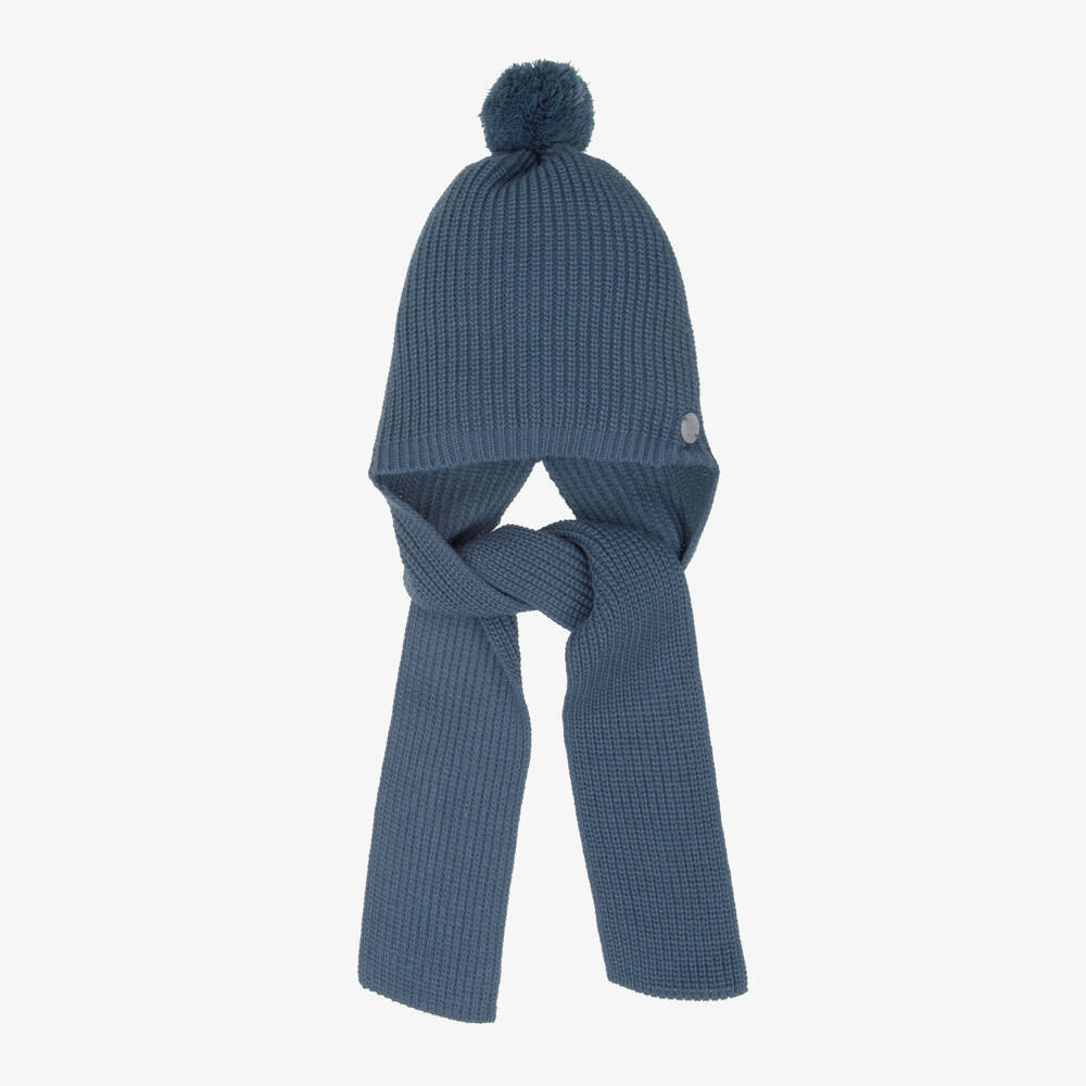 Artesanía Granlei-Baby Boys Dark Blue Knitted Coat & Hat Set | Childrensalon
