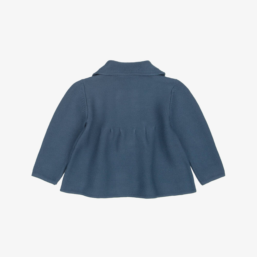 Artesanía Granlei-Baby Boys Dark Blue Knitted Coat & Hat Set | Childrensalon