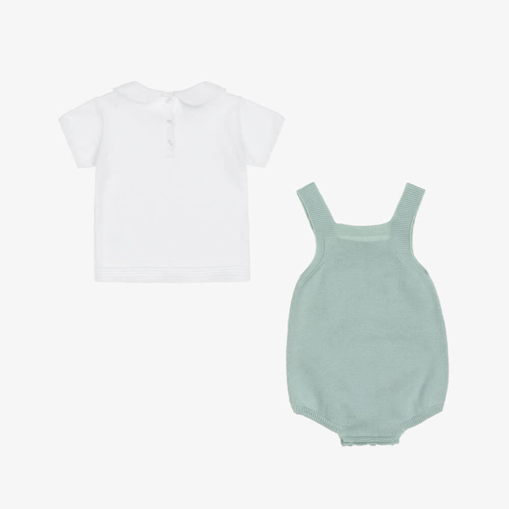Artesanía Granlei-Baby Boys Green Duckling Knitted Babysuit Set | Childrensalon