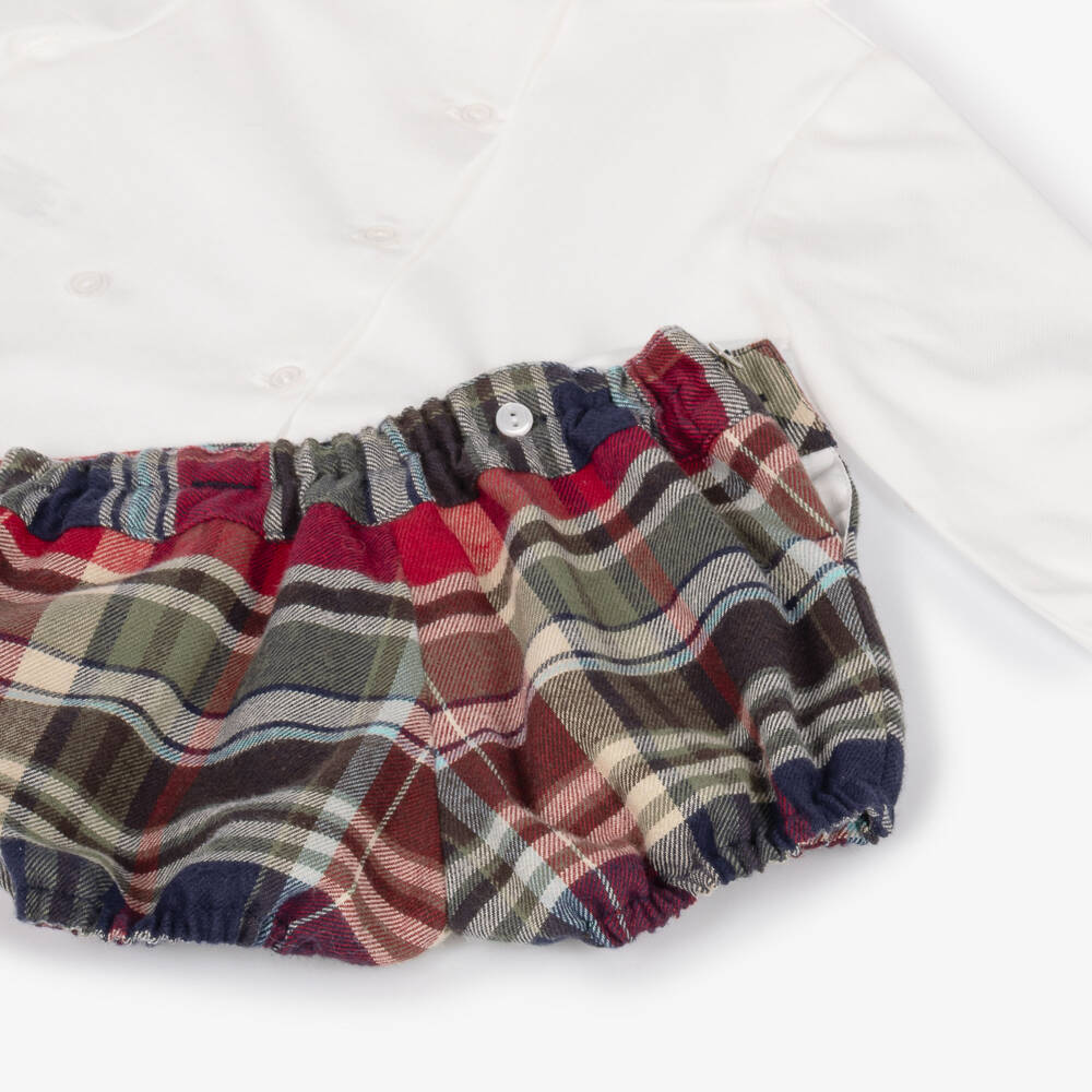 Artesanía Granlei-Baby Boys Green Tartan Check Buster Suit Set | Childrensalon