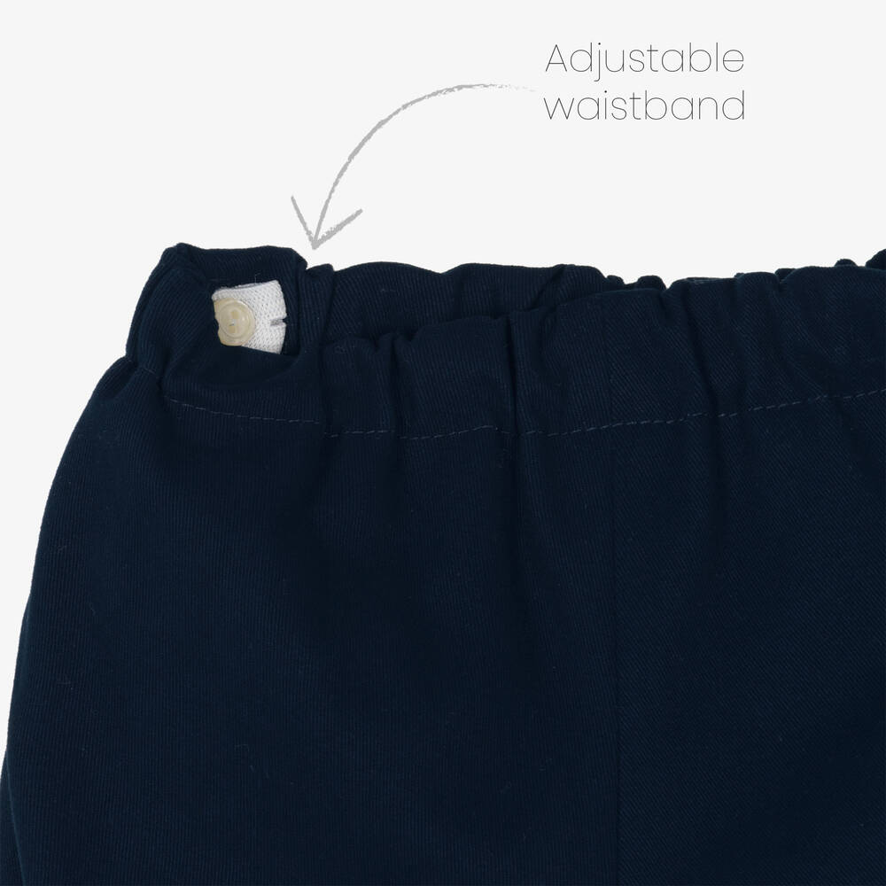 Artesanía Granlei-Baby Boys Grey & Blue Cotton Shorts Set | Childrensalon