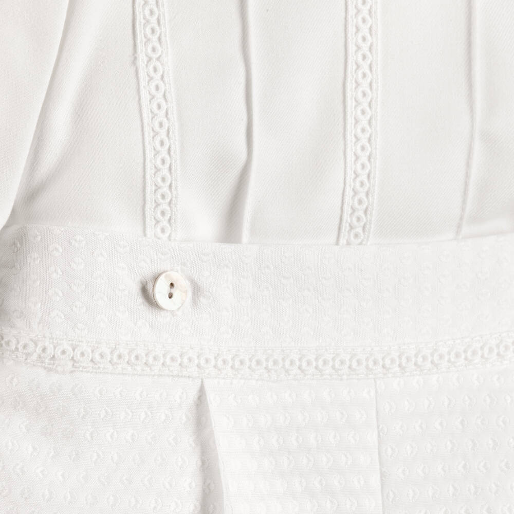 Artesanía Granlei-Baby Boys Ivory Buster Suit with Collar | Childrensalon