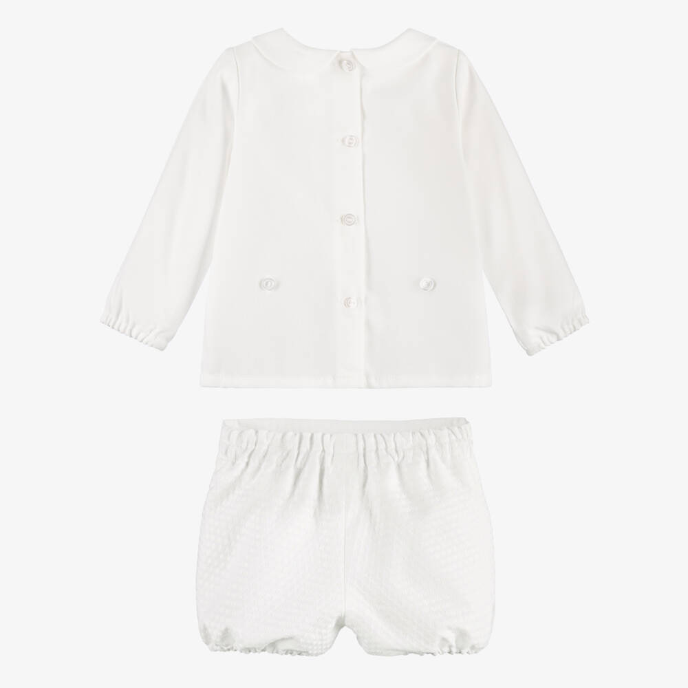 Artesanía Granlei-Baby Boys Ivory Buster Suit with Collar | Childrensalon