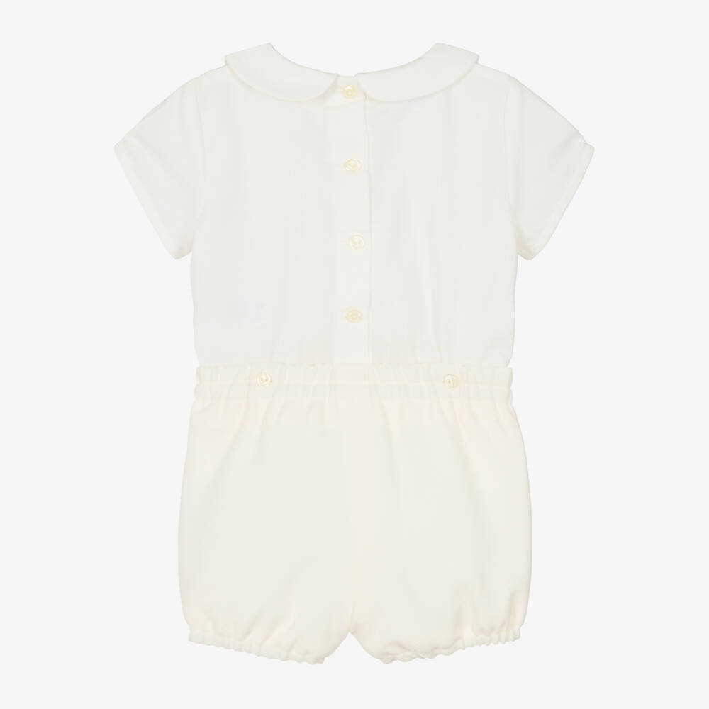 Artesanía Granlei-Baby Boys Ivory Cotton Buster Suit | Childrensalon