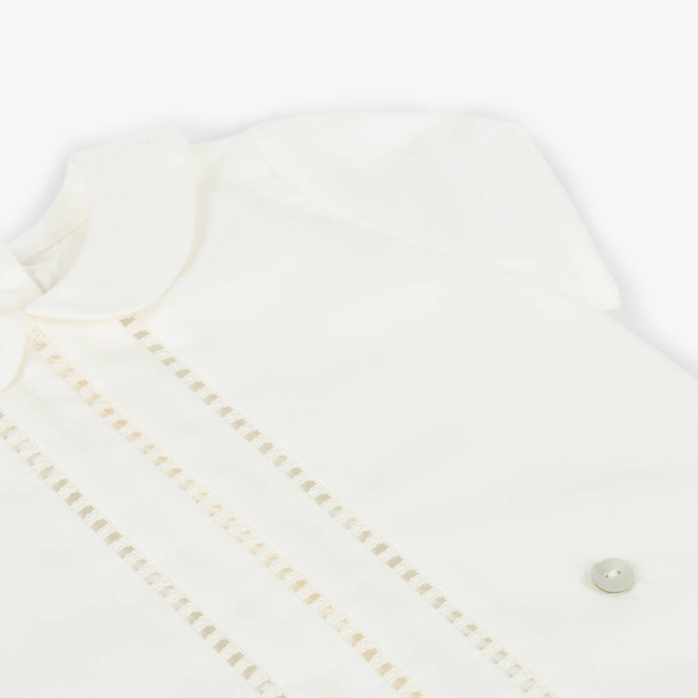 Artesanía Granlei-Baby Boys Ivory Cotton Buster Suit | Childrensalon