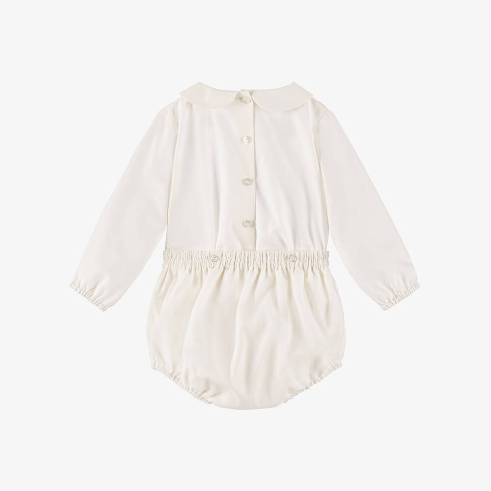 Artesanía Granlei-Baby Boys Ivory Cotton Shorts Set with Peter Pan Collar | Childrensalon