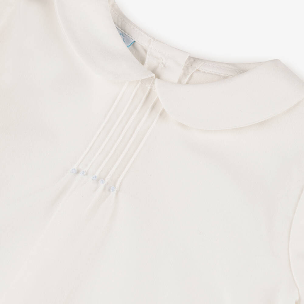 Artesanía Granlei-Baby Boys Ivory Cotton Shorts Set with Peter Pan Collar | Childrensalon