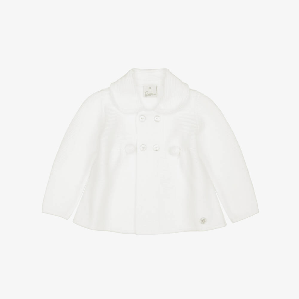 Artesanía Granlei-Baby Boys Ivory Knitted Coat & Hat Set | Childrensalon