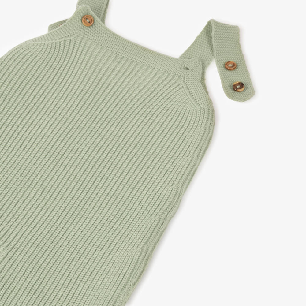 Artesanía Granlei-Baby Boys Pale Green Knitted Dungaree Set | Childrensalon
