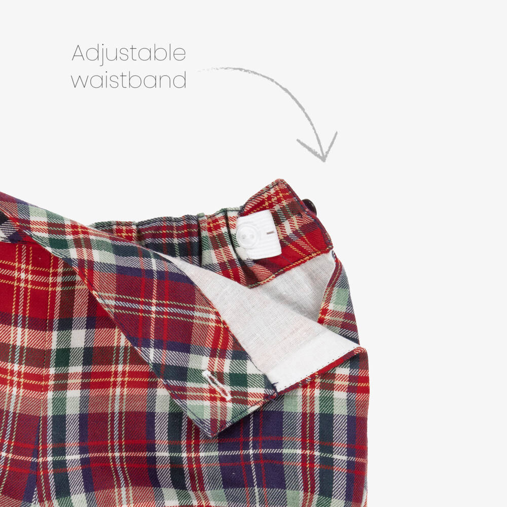 Artesanía Granlei-Baby Boys Red Tartan Check Shorts Set | Childrensalon