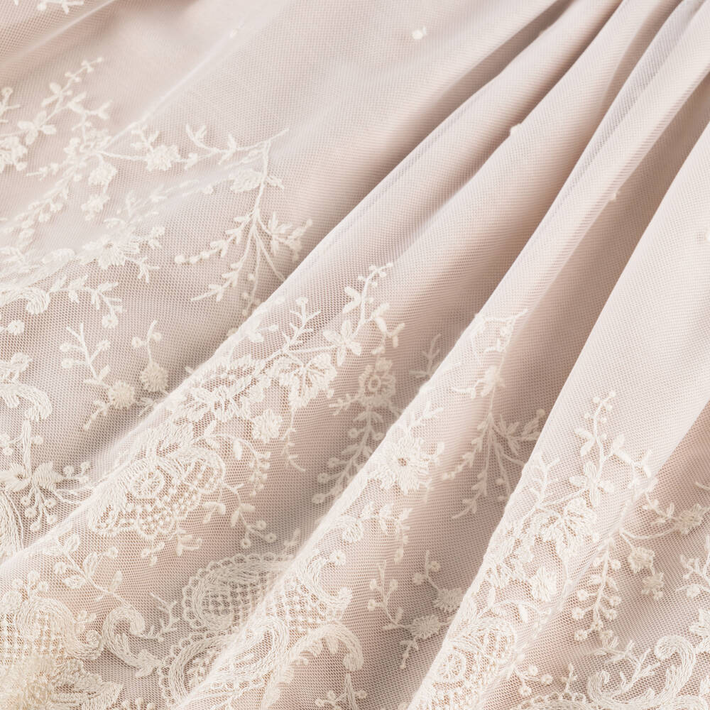 Artesanía Granlei-Baby Girls Beige Ceremony Dress & Bonnet Set | Childrensalon