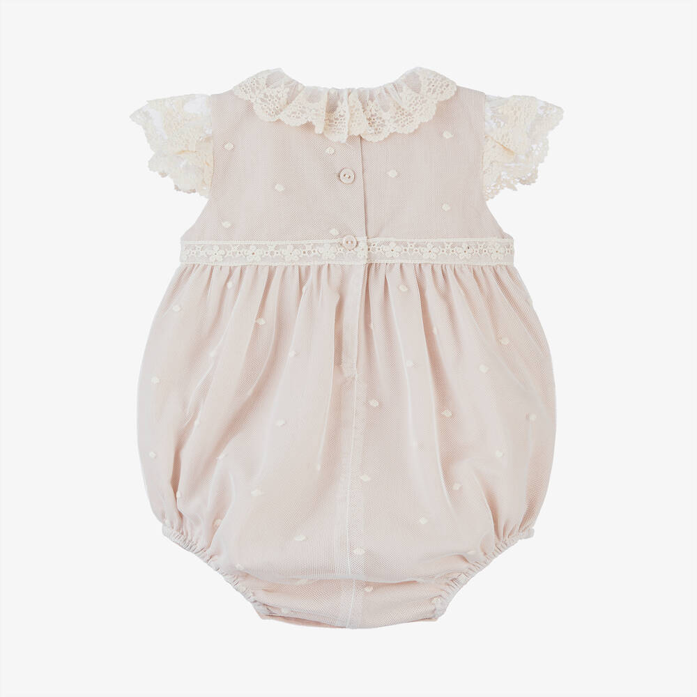 Artesanía Granlei-بودي سوت تول مطرز لون بيج للمولودات | Childrensalon