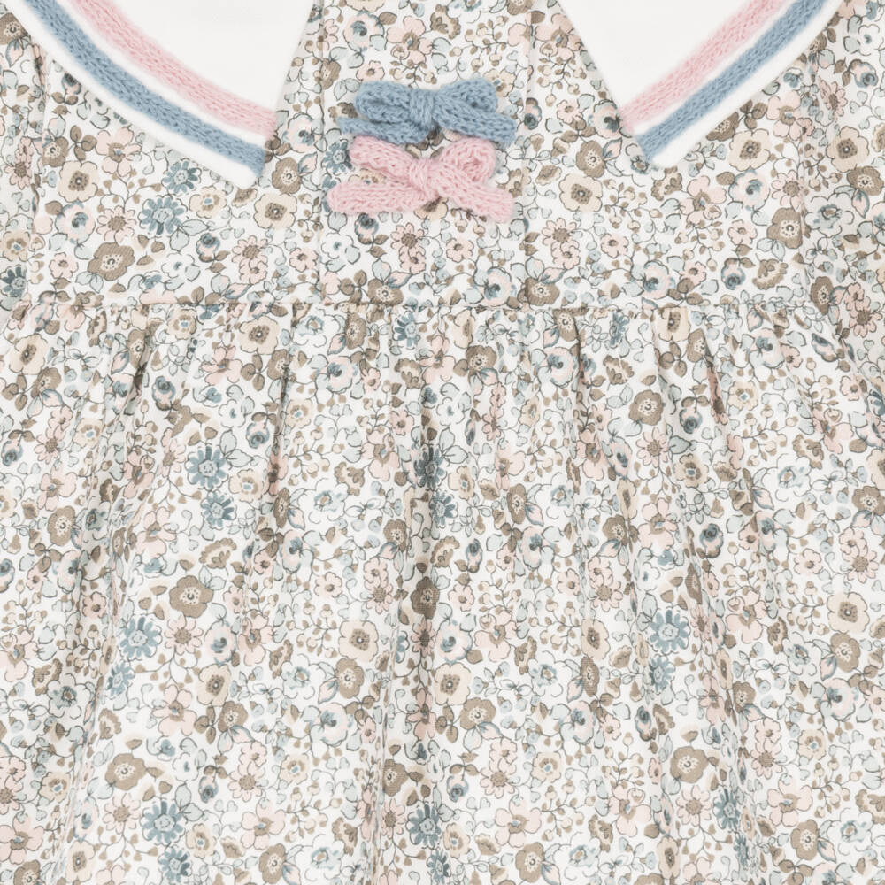 Artesanía Granlei-Baby Girls Blue Floral Cotton Dress Set | Childrensalon