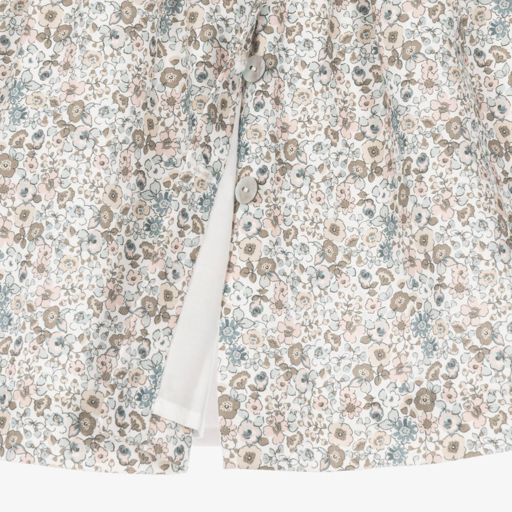 Artesanía Granlei-Baby Girls Blue Floral Cotton Dress Set | Childrensalon