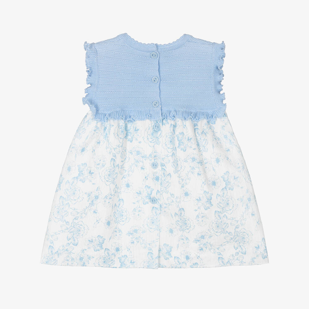 Artesanía Granlei-فستان محبوك بنقشة ورود لون أزرق للبنات الرضع | Childrensalon