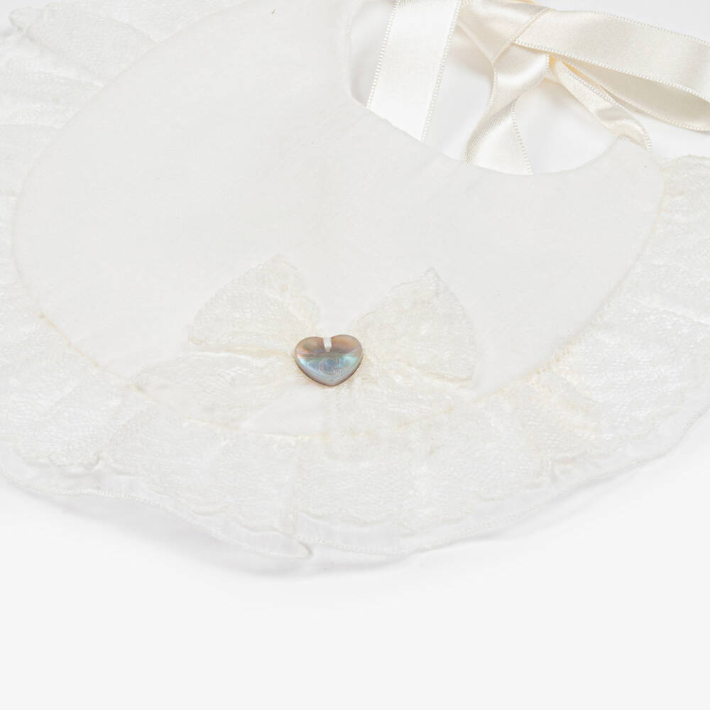Artesanía Granlei-Baby Girls Ivory Lace & Tulle Bib | Childrensalon