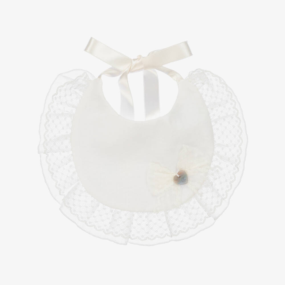 Artesanía Granlei-Baby Girls Ivory Lace & Tulle Bib | Childrensalon