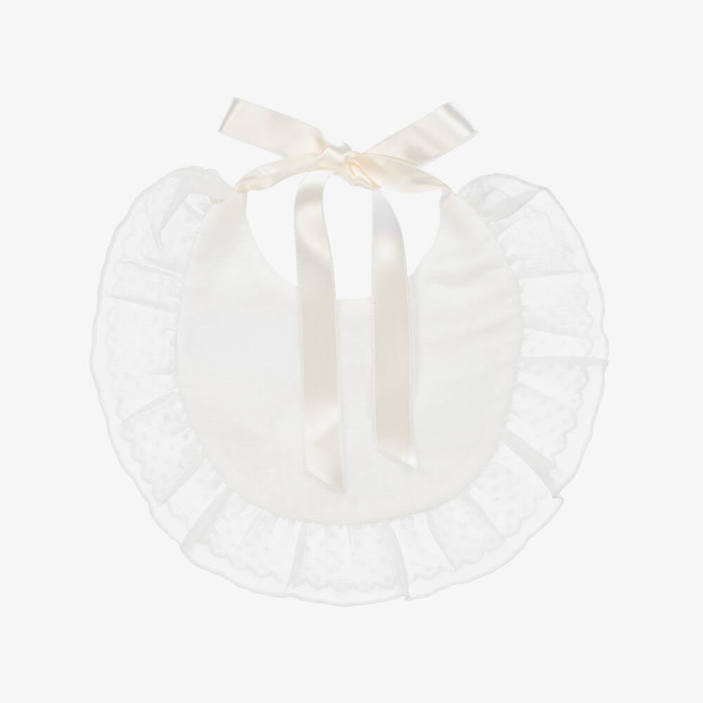 Artesanía Granlei-Baby Girls Ivory Lace & Tulle Bib | Childrensalon