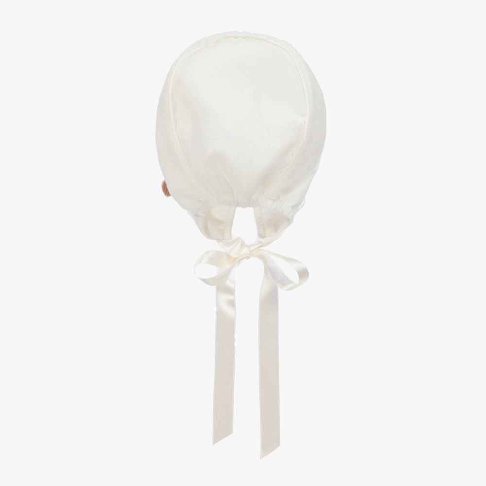 Artesanía Granlei-Baby Girls Ivory Ruffle Bonnet | Childrensalon