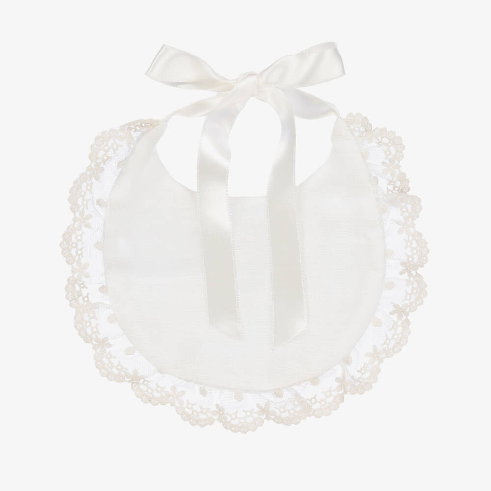 Artesanía Granlei-مريلة دانتيل وتول لون عاجي للمولودات | Childrensalon