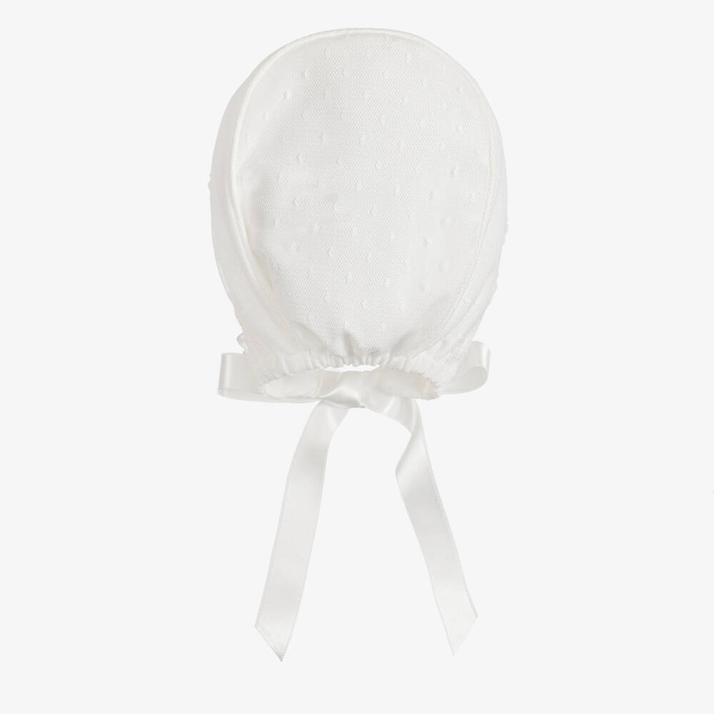 Artesanía Granlei-Baby Girls Ivory Tulle & Lace Bonnet | Childrensalon