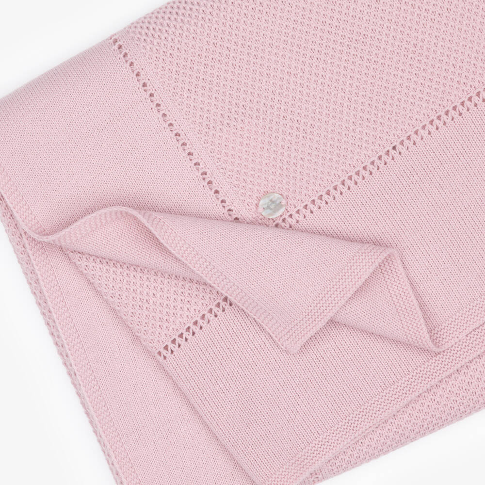 Artesanía Granlei-Baby Girls Knitted Pink Blanket (107cm) | Childrensalon