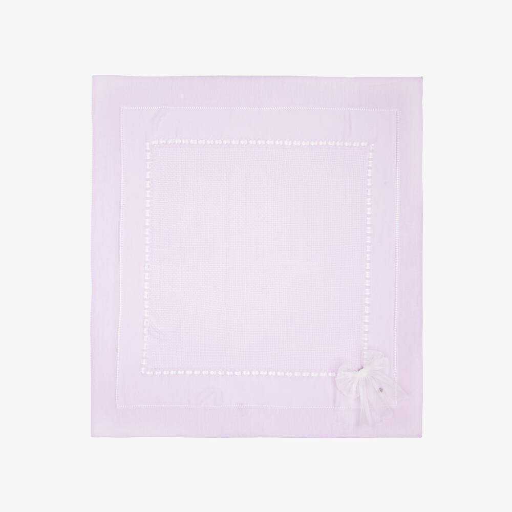 Artesanía Granlei-Baby Girls Lilac Blanket with Tulle Bow (100cm) | Childrensalon