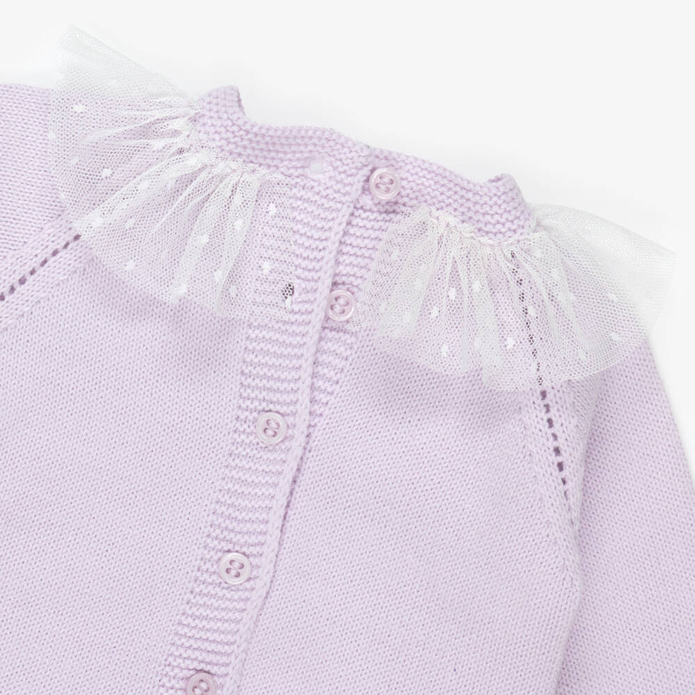 Artesanía Granlei-Baby Girls Lilac Knitted Shorts Set with Bonnet | Childrensalon