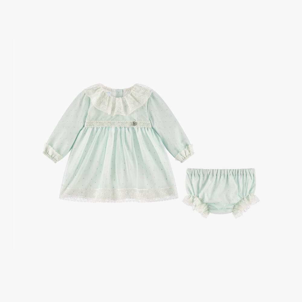 Artesanía Granlei-Baby Girls Mint Green Tulle & Lace Dress | Childrensalon