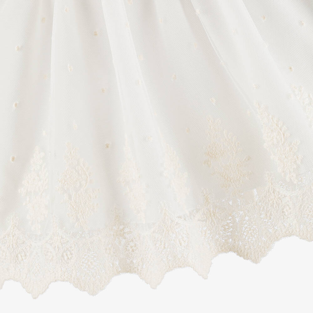Artesanía Granlei-Baby Girls Pink & Ivory Dress with Embroidered Tulle | Childrensalon