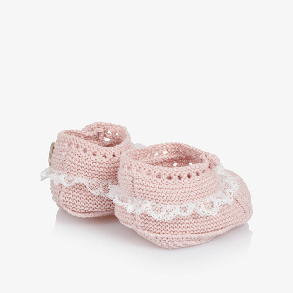 Artesanía Granlei-Baby Girls Pink Knitted Booties | Childrensalon