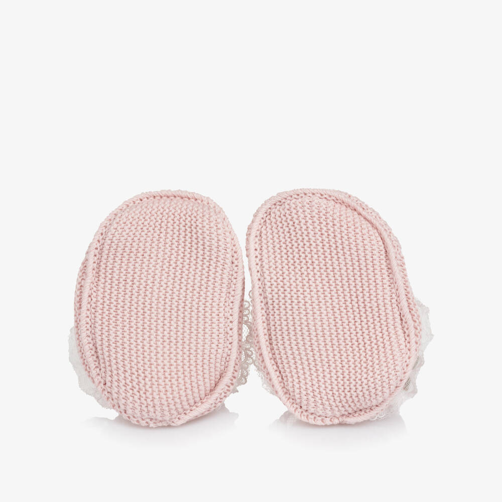 Artesanía Granlei-Baby Girls Pink Knitted Booties | Childrensalon