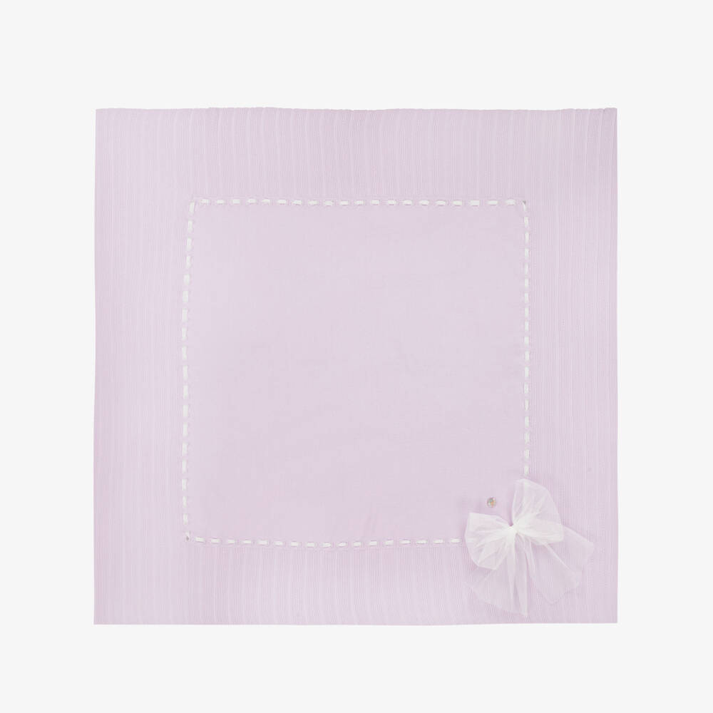 Artesanía Granlei-Baby Girls Purple Tulle Bow Blanket (102cm) | Childrensalon