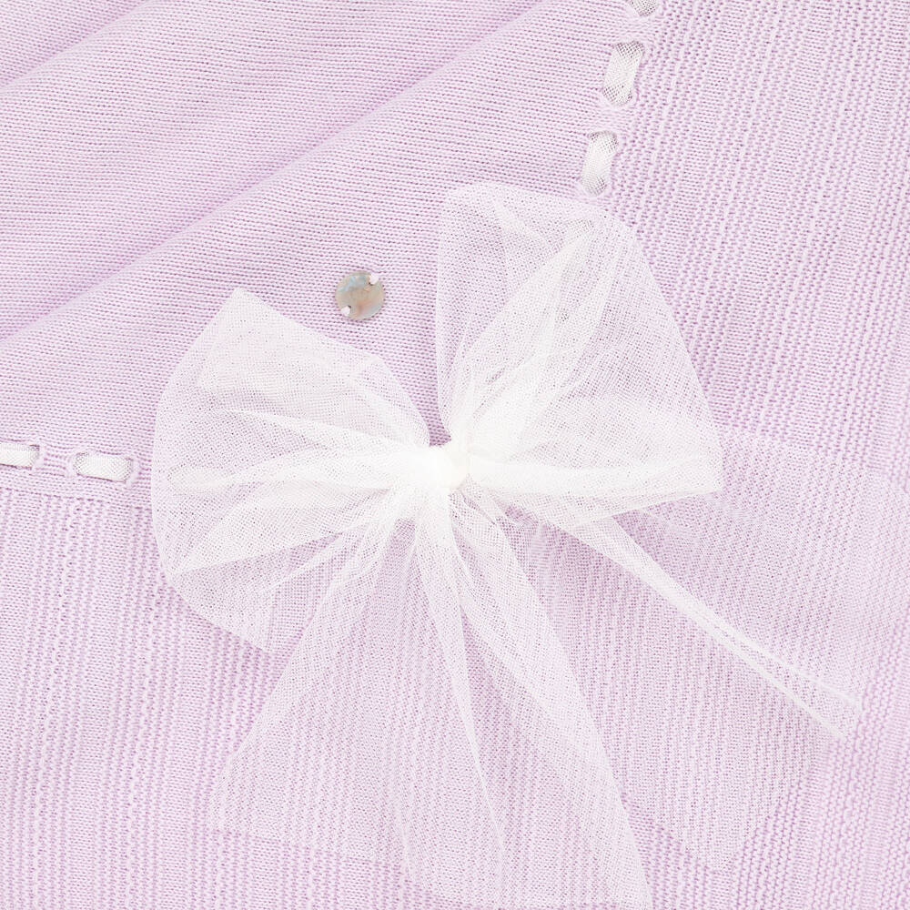Artesanía Granlei-Baby Girls Purple Tulle Bow Blanket (102cm) | Childrensalon