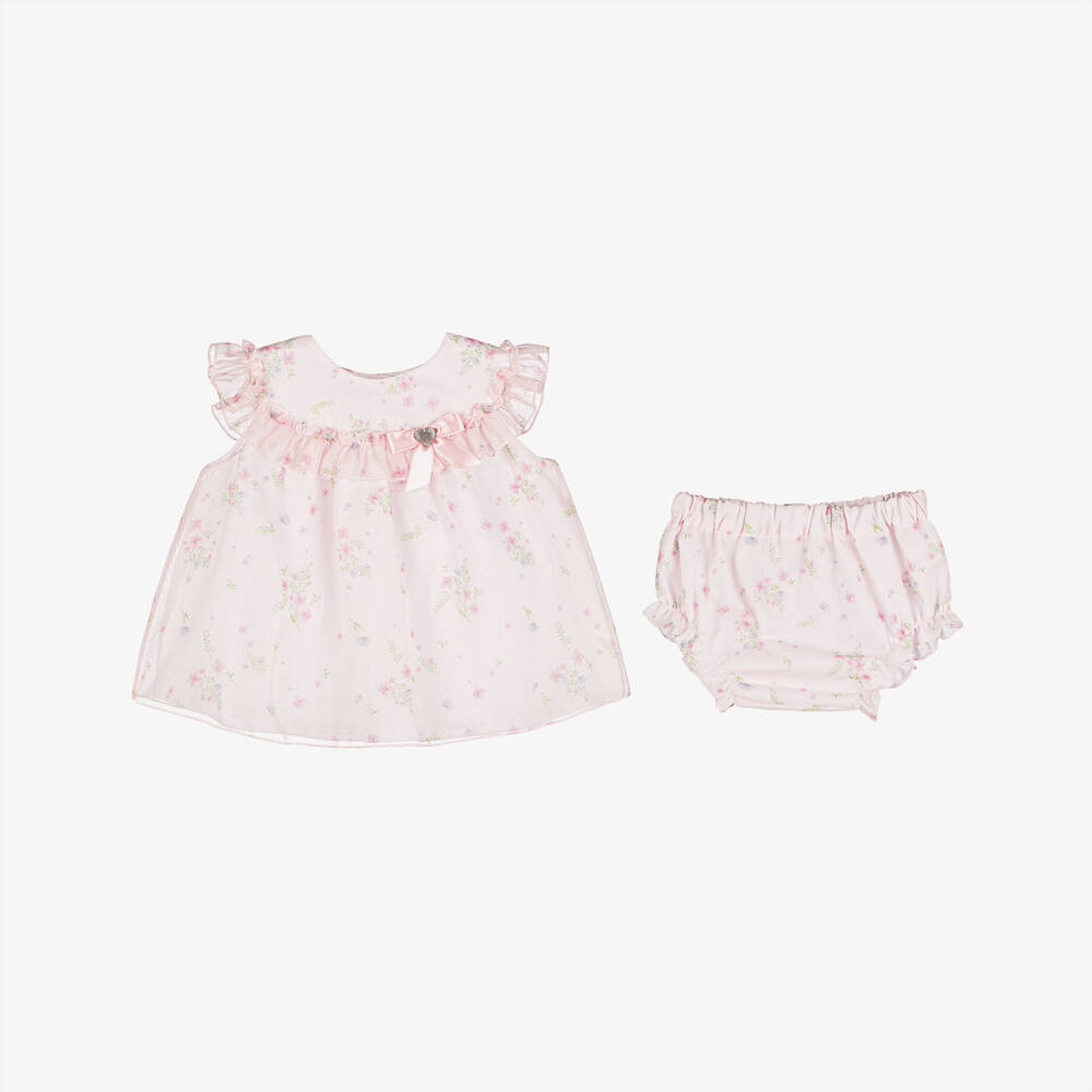 Artesanía Granlei-Baby Girls Shimmery Pale Pink Chiffon Floral Dress | Childrensalon
