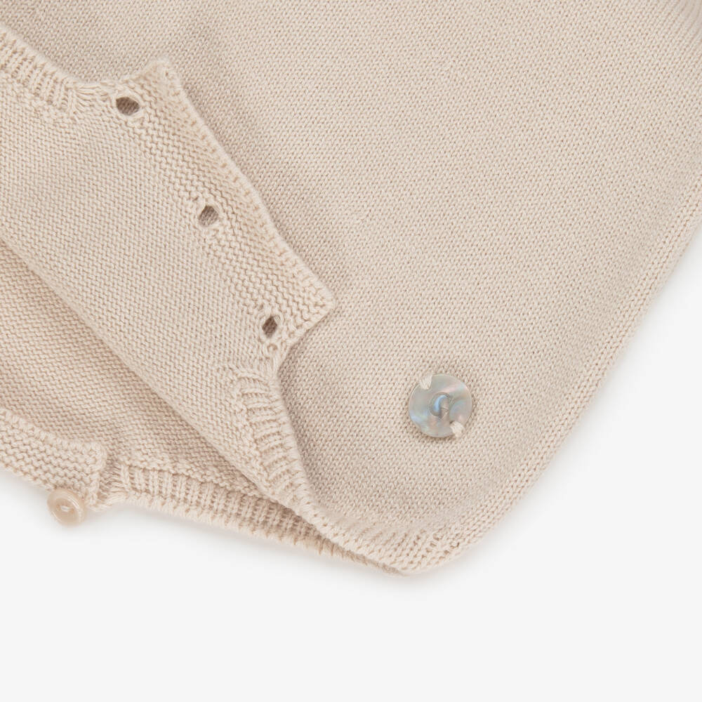New In Artesania Granlei Pale Beige Fine Knit Dress with Bow