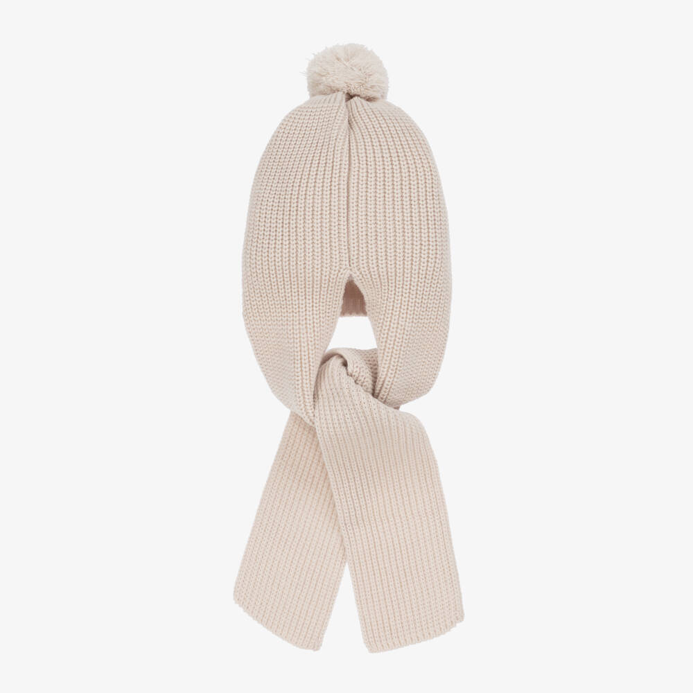 Artesanía Granlei-Beige Knitted Baby Hat Scarf | Childrensalon
